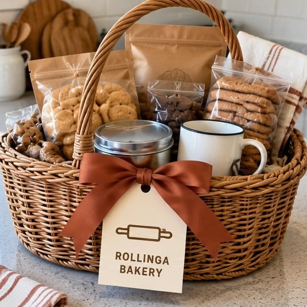 Customer photo of a custom wicker gift basket